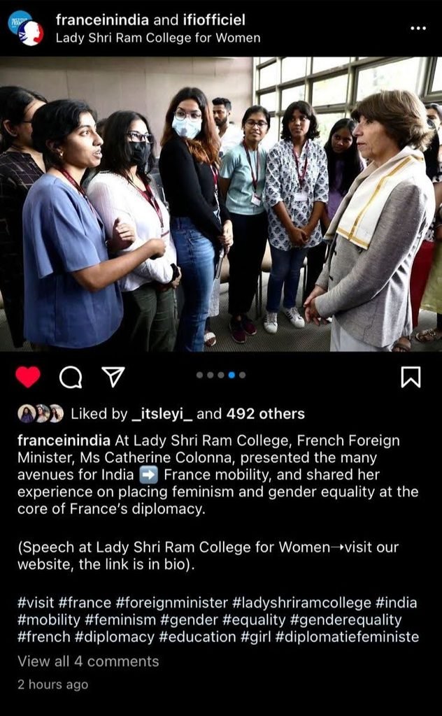 Ananya Mukesh interacting with French Foreign Minister Ms Catherine Colonna on 14 September 2022 as appeared in social media